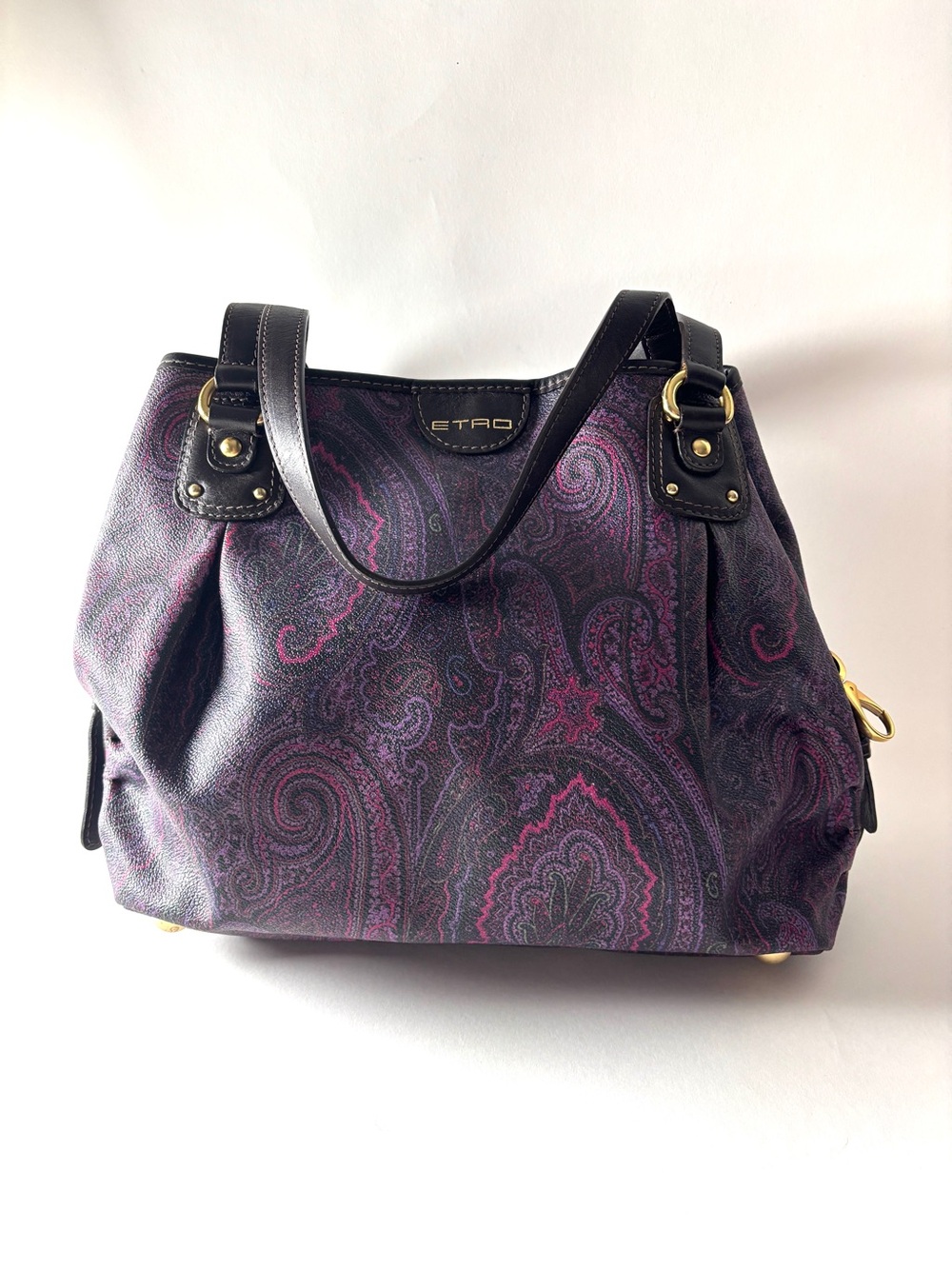 Etro Purple and Black Paisley Shoulder Bag